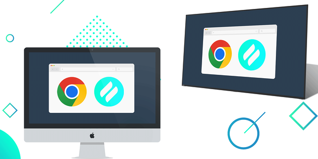 Ditto logo with Chrome logo mirrored from a computer to a TV